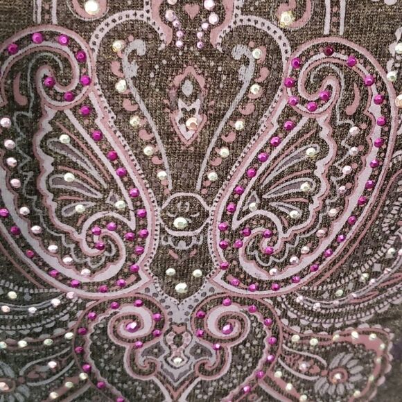 Decorated original small, gray with bling. 3/4 sleeves. Y2K - Picture 3 of 6